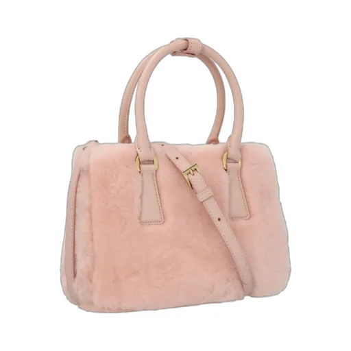 Prada Logo Plaque Teddy Bowling Top Handle Bag