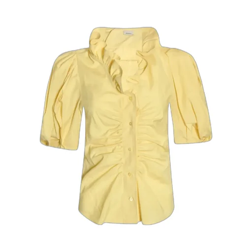 Ruffle-Neck Ruched Blouse