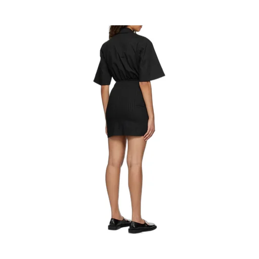 Ganni Pinstripe Short-Sleeved Mini Shirt Dress