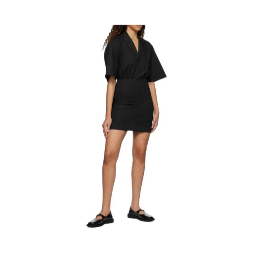 Ganni Pinstripe Short-Sleeved Mini Shirt Dress