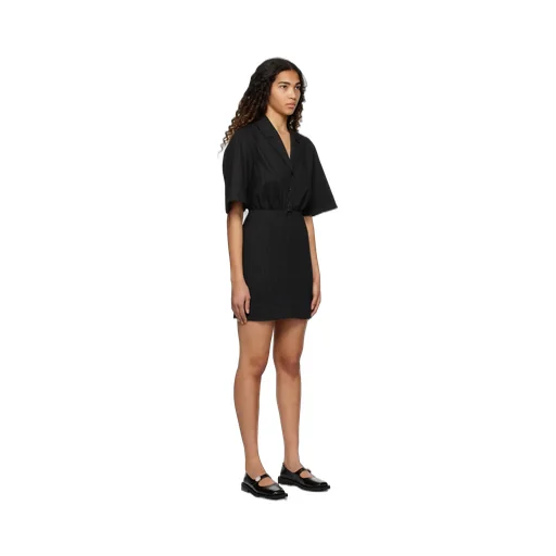 Ganni Pinstripe Short-Sleeved Mini Shirt Dress