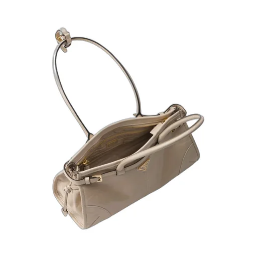 Prada Logo Plaque Belted Medium Tote Bag