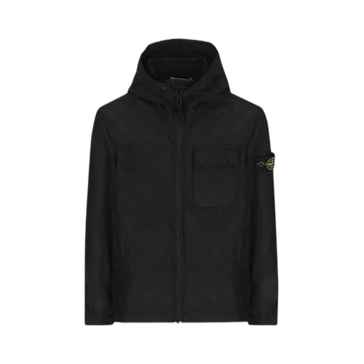 Stone Island Junior Logo Patch Hooded Zipped Jacket