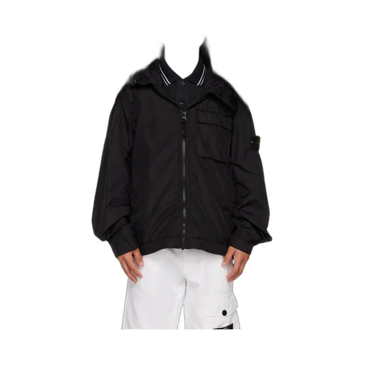 Stone Island Junior Logo Patch Hooded Zipped Jacket