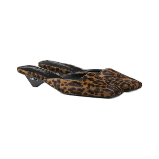 Prada Leopard-Printed Square-Toe Mules