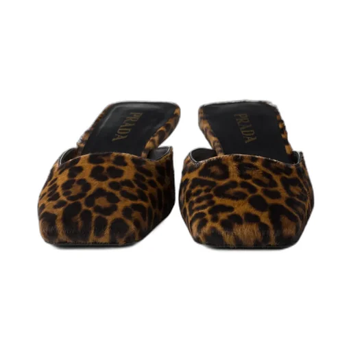 Prada Leopard-Printed Square-Toe Mules