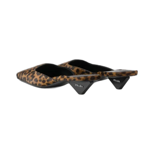 Prada Leopard-Printed Square-Toe Mules