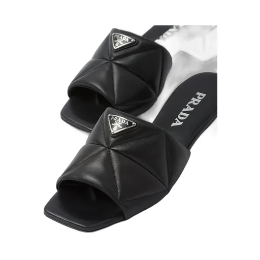 Prada Logo-Plaque Slip-On Sandals