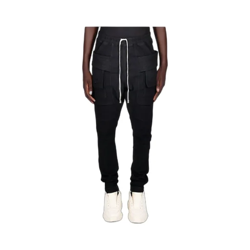 Black Creatch Overalls Drawstring Casual Pants