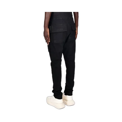 Black Creatch Overalls Drawstring Casual Pants