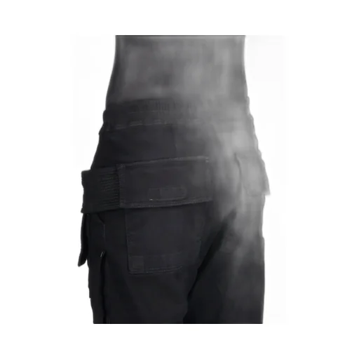 Black Creatch Overalls Drawstring Casual Pants