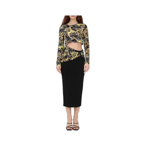 Versace Jeans Couture Logo-Printed Cut-Out Crewneck Midi Dress
