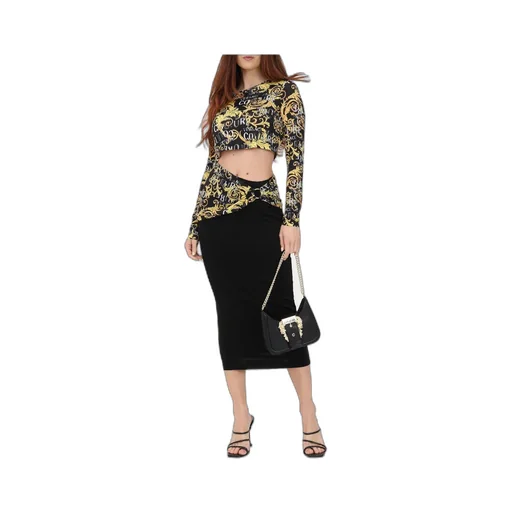 Versace Jeans Couture Logo-Printed Cut-Out Crewneck Midi Dress