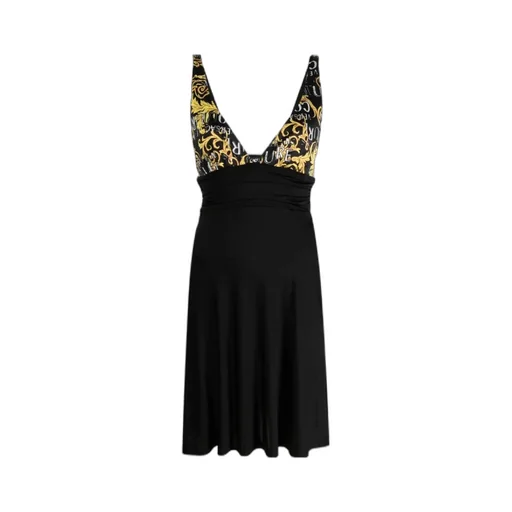 Versace Jeans Couture Logo-Printed V-Neck Mini Dress