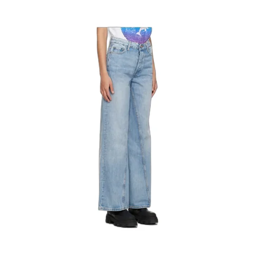 Ganni Logo Patch Straight Leg Jeans