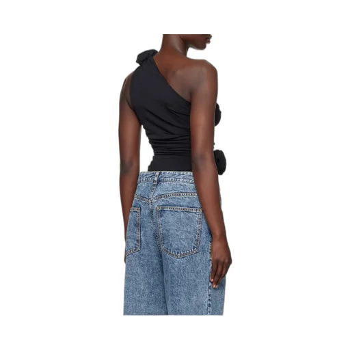 Magda Butrym Flower Embellished Ruched One-Shoulder Top