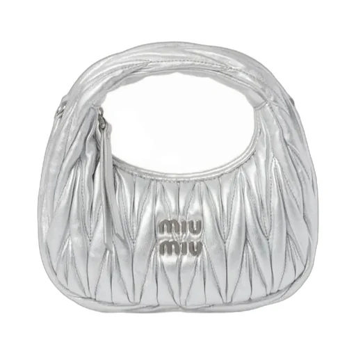 Miu Wander Matelassé Nappa Leather Hobo Mini-Bag