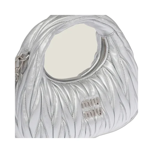 Miu Wander Matelassé Nappa Leather Hobo Mini-Bag
