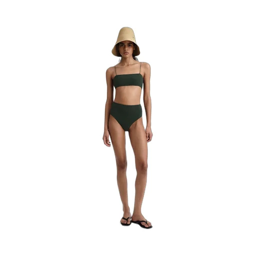Smocked High-Waist Bikini Bottoms