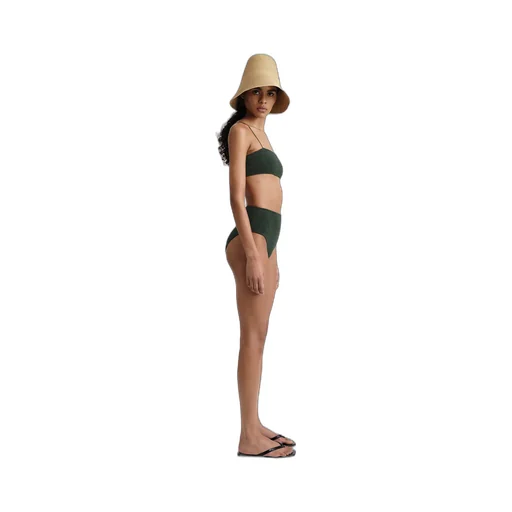 Smocked High-Waist Bikini Bottoms