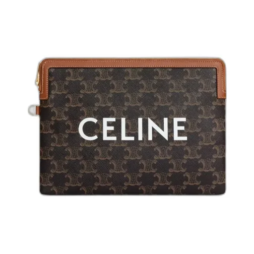 Small Pouch With Strap In Triomphe Canvas And Lambskin