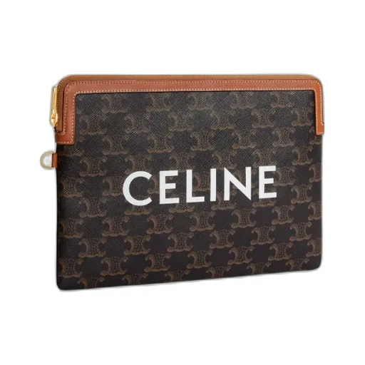 Small Pouch With Strap In Triomphe Canvas And Lambskin