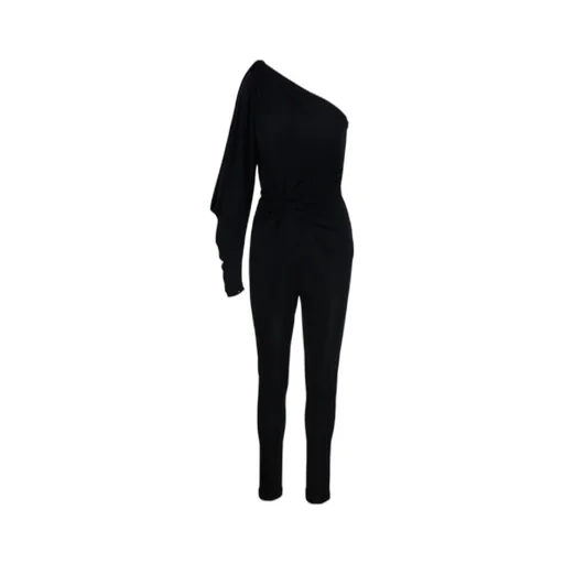Saint Laurent One-Shoulder Ruched Jumpsuit