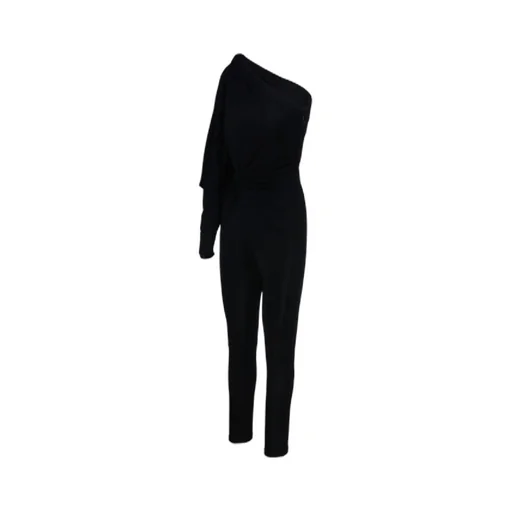 Saint Laurent One-Shoulder Ruched Jumpsuit