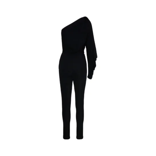 Saint Laurent One-Shoulder Ruched Jumpsuit