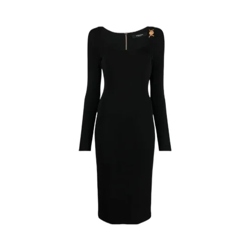 Versace Medusa Plaque Long-Sleeved Midi Dress