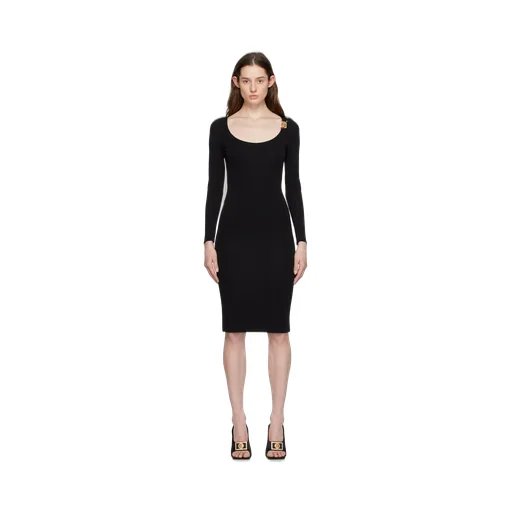 Versace Medusa Plaque Long-Sleeved Midi Dress