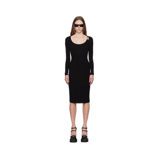 Versace Medusa Plaque Long-Sleeved Midi Dress
