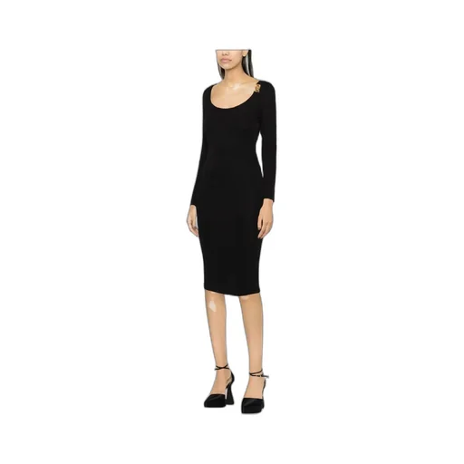 Versace Medusa Plaque Long-Sleeved Midi Dress