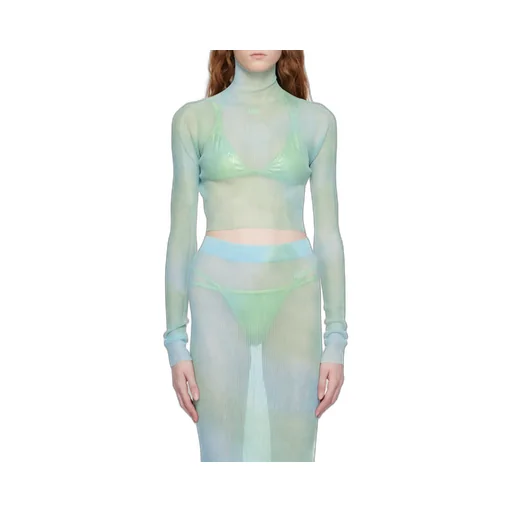 Off-White Tie-Dye Turtleneck Cropped Top
