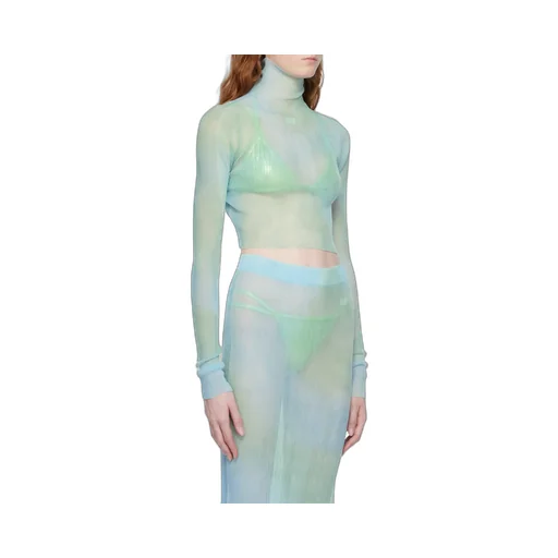 Off-White Tie-Dye Turtleneck Cropped Top
