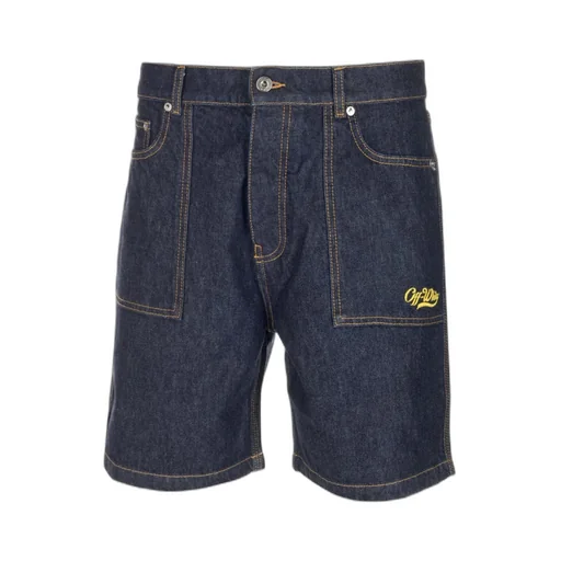 Off-White Logo Embroidered Utility Denim Shorts