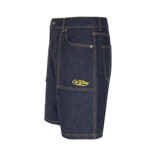 Off-White Logo Embroidered Utility Denim Shorts