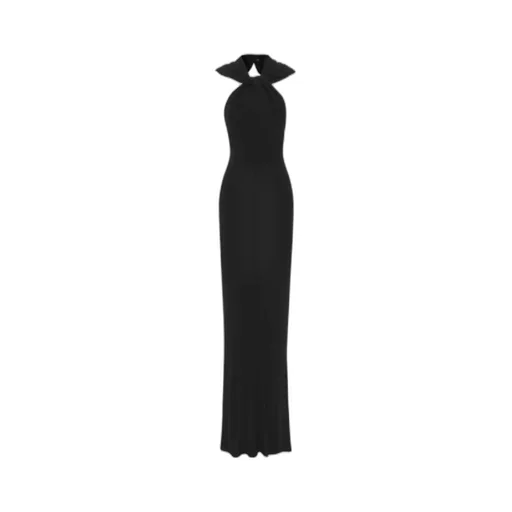Saint Laurent Open-Back Hooded Long Dress