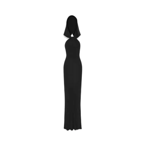 Saint Laurent Open-Back Hooded Long Dress