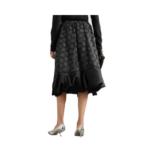 Satin Trimmed Metal Lace Skirt