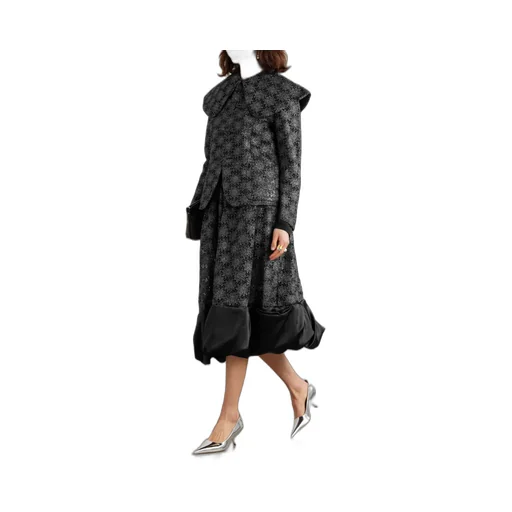 Satin Trimmed Metal Lace Skirt