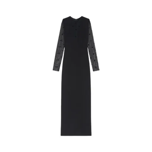 Dress In Sable Stretch And 4G Tulle
