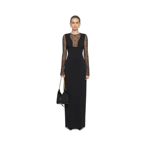 Dress In Sable Stretch And 4G Tulle