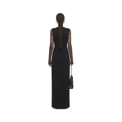 Dress In Sable Stretch And 4G Tulle