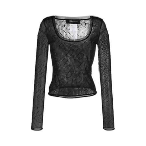 Rhinestone-Embellished Long-Sleeve Top