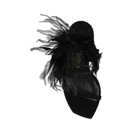 Feather High-Heeled Sandals