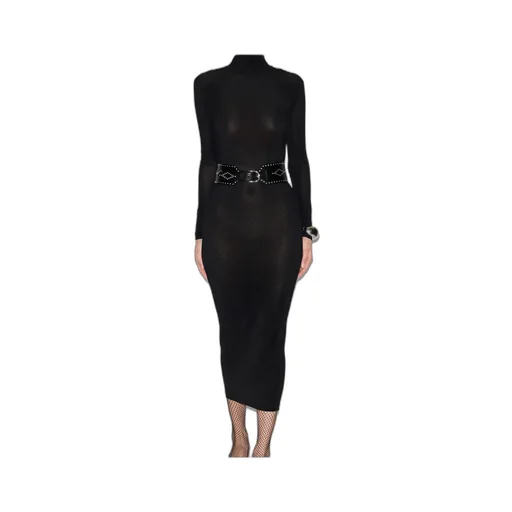 Isabel Marant Semi-Sheer High-Neck Long-Sleeved Dress
