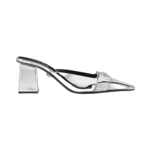 Medusa Metallic-Effect Leather Mules