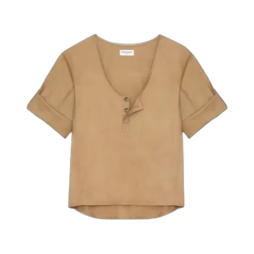 Saint Laurent Henley U-Neck Blouse