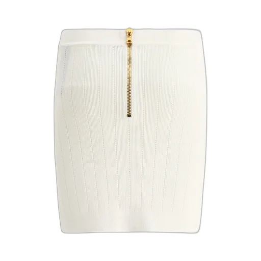 Balmain Button Embellished Knitted Mini Skirt